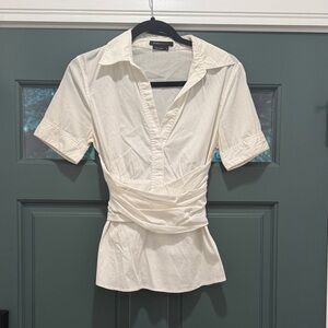 BCBGMaxAzria Cream Blouse with Wrap Detail